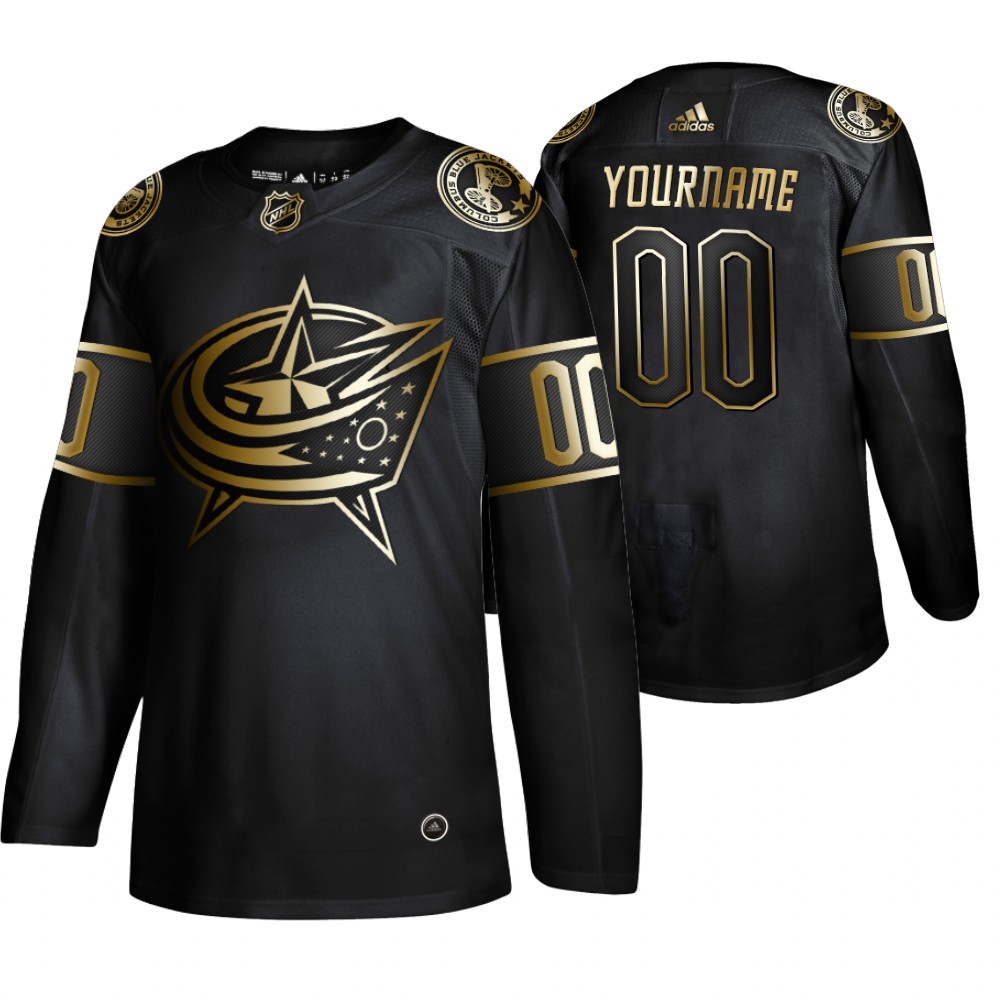 Adidas Blue Jackets Custom Men 2019 Black Golden Edition Authentic Stitched NHL Jersey